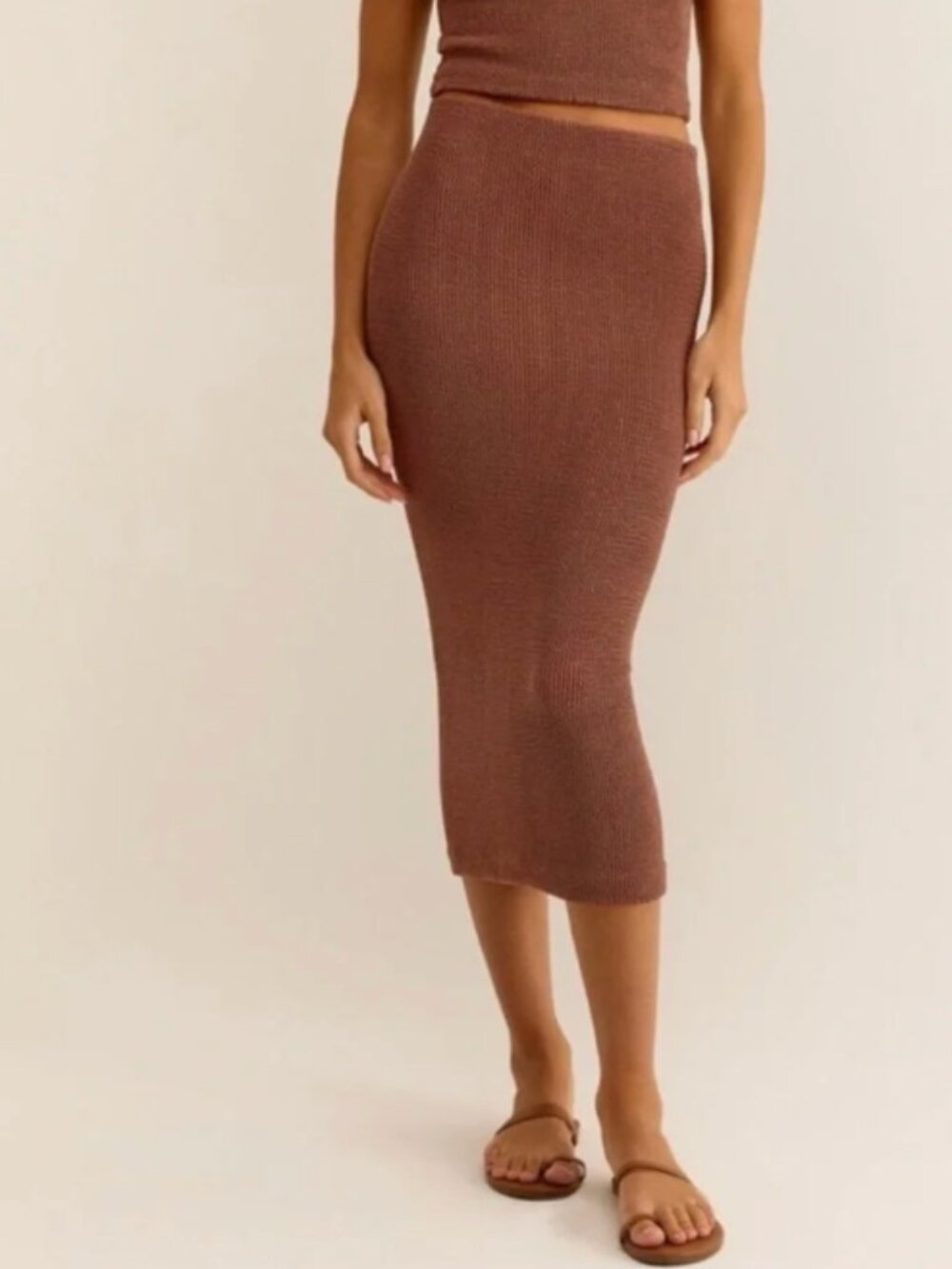 Z Supply Aveen Textured Midi Skirt Brown Size M/L